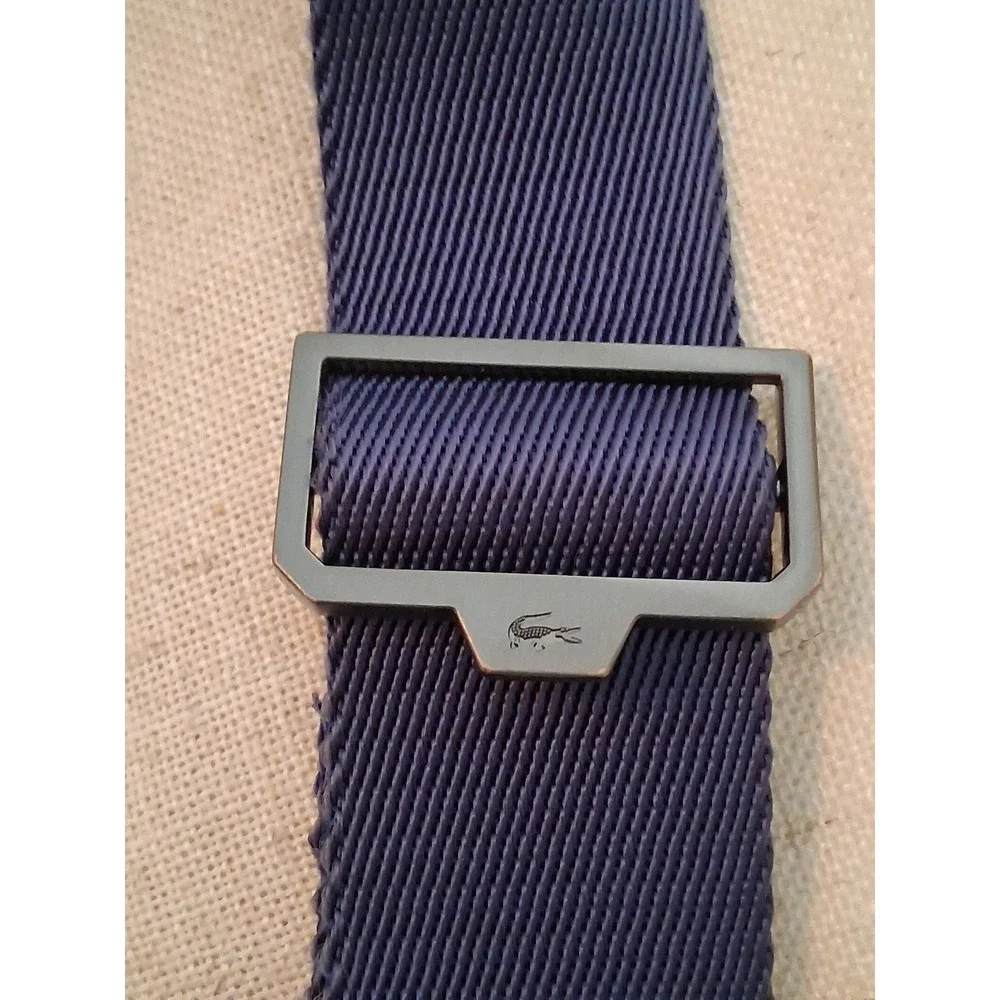 Lacoste Chantaco Navy Blue Pique Leather Vertical Camera Crossbody Bag NH3271CE